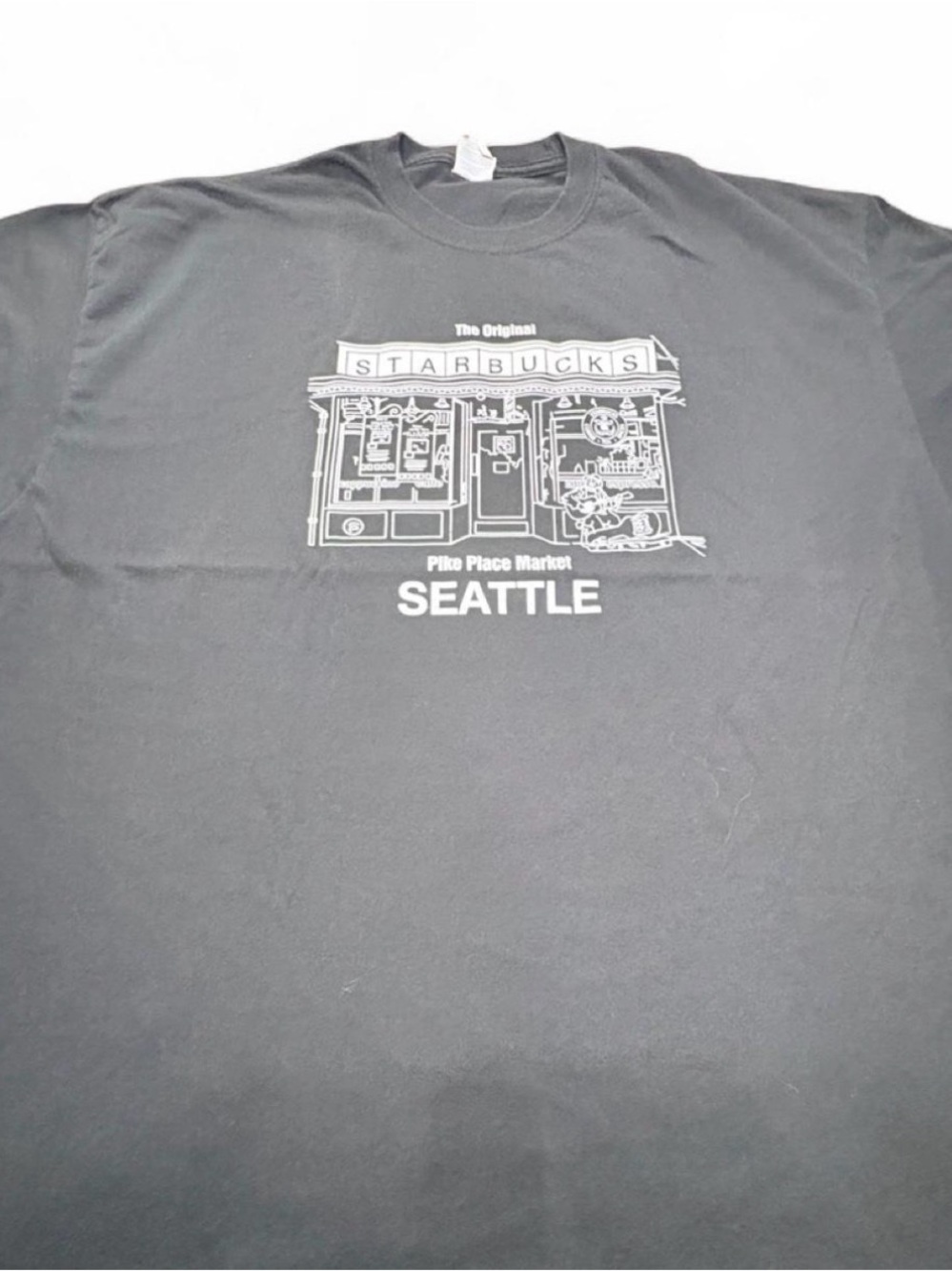 Starbucks Black Short-Sleeve Tee with White Pike Place Graphic